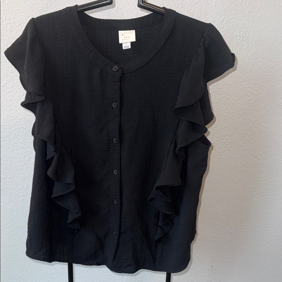 a new day Tops - a new day Black Ruffle Sleeve Blouse